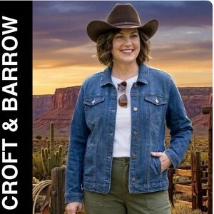 Croft & Barrow Medium Wash Classic Denim Button Down Jacket - Extra Large EUC